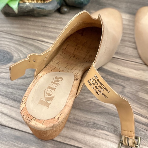 NIB Korks Kork Ease Rayleigh Slingback Block Heel Clogs Mules Cream Leather - Picture 11 of 16